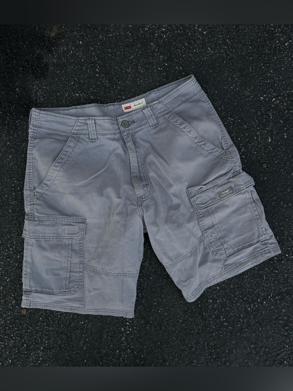 Wrangler Riggs Workwear Cargo Utility Shorts Men Size 34 Gray Cotton Relaxed Fit